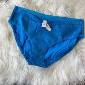 Victoria’s Secret Blue Glitter Lace Trim Boy Brief Panties